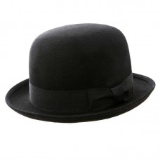 VINTAGE Style Black Felt Bowler Hat L 58cm BNWT/NEW 100% Wool Derby hat Hombre  eb-42965864